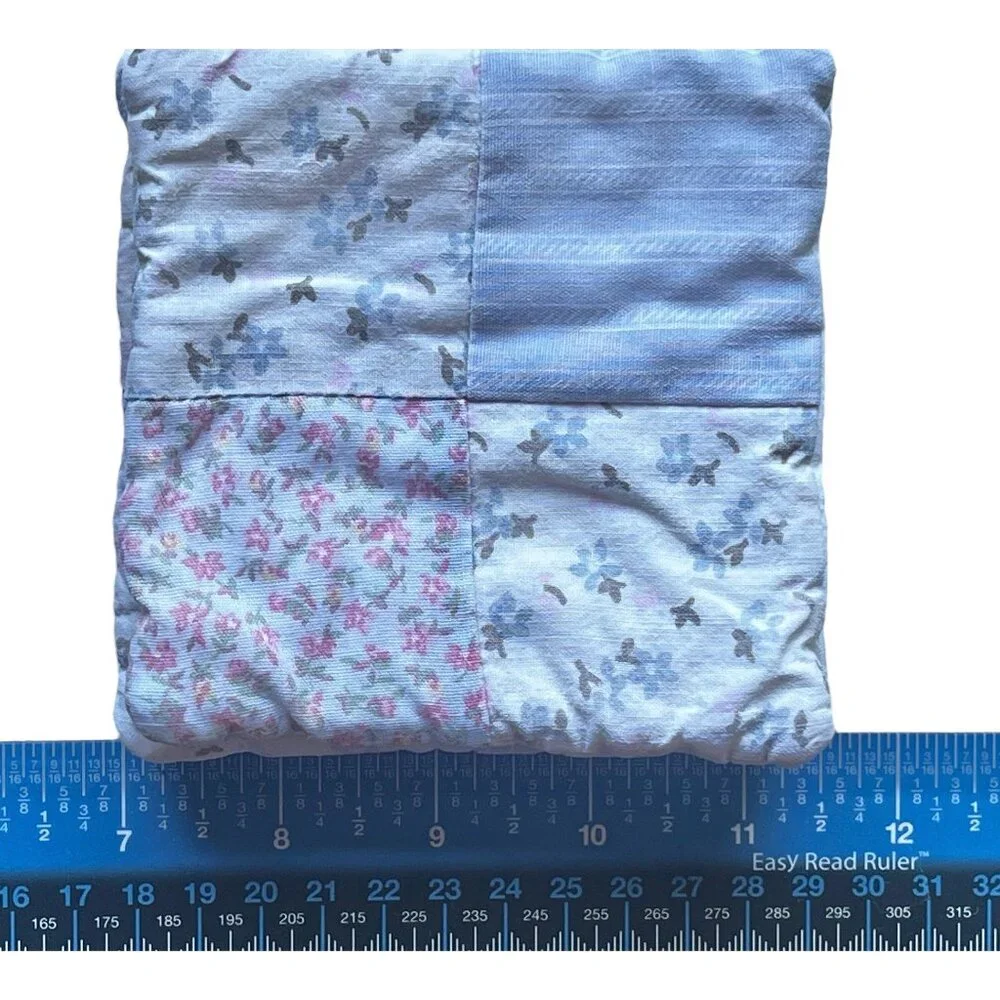 Floral Patchwork Quilted Coasters Set Of 3 Handmade blue white Pink VTG